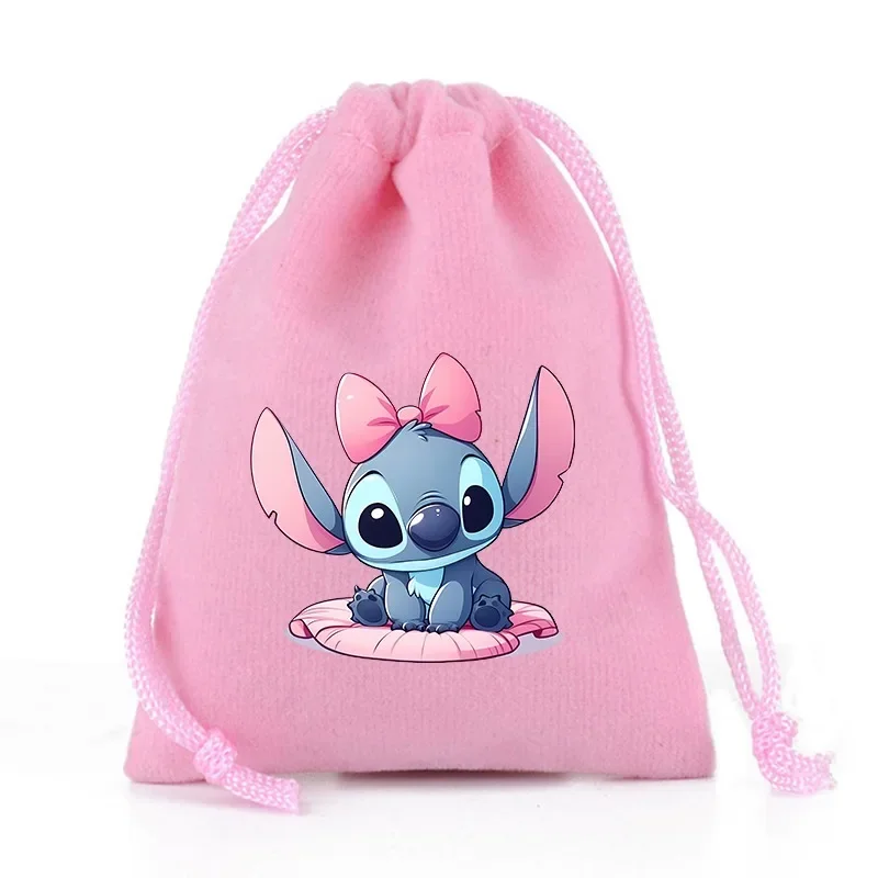 Disney Jewellery Storage Bag Lilo & Stitch High-end Small Gift Drawstring Storage Bags Durable Dustproof Flannel Bag Girl Gift