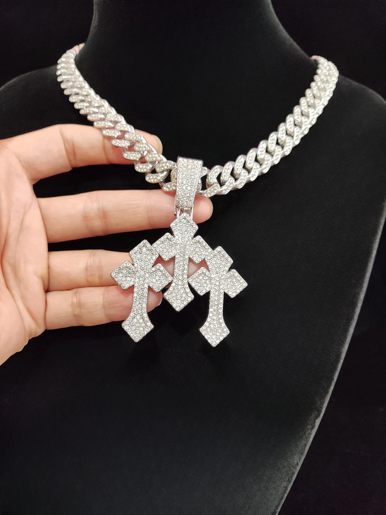وصل جديد 2024 الهيب هوب الصليب قلادة قلادة الرجال سلسلة نسائية مثلج خارج بلينغ الكوبية القلائد الهيب هوب مجوهرات موضة هدية #2