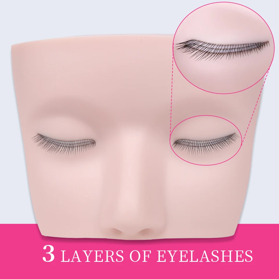3-Schichten-Wimpern-Modellkopf für Wimpernverlängerungen, Kosmetologie-Übungspuppe mit Wimpern für Make-up-Training – Detail 12