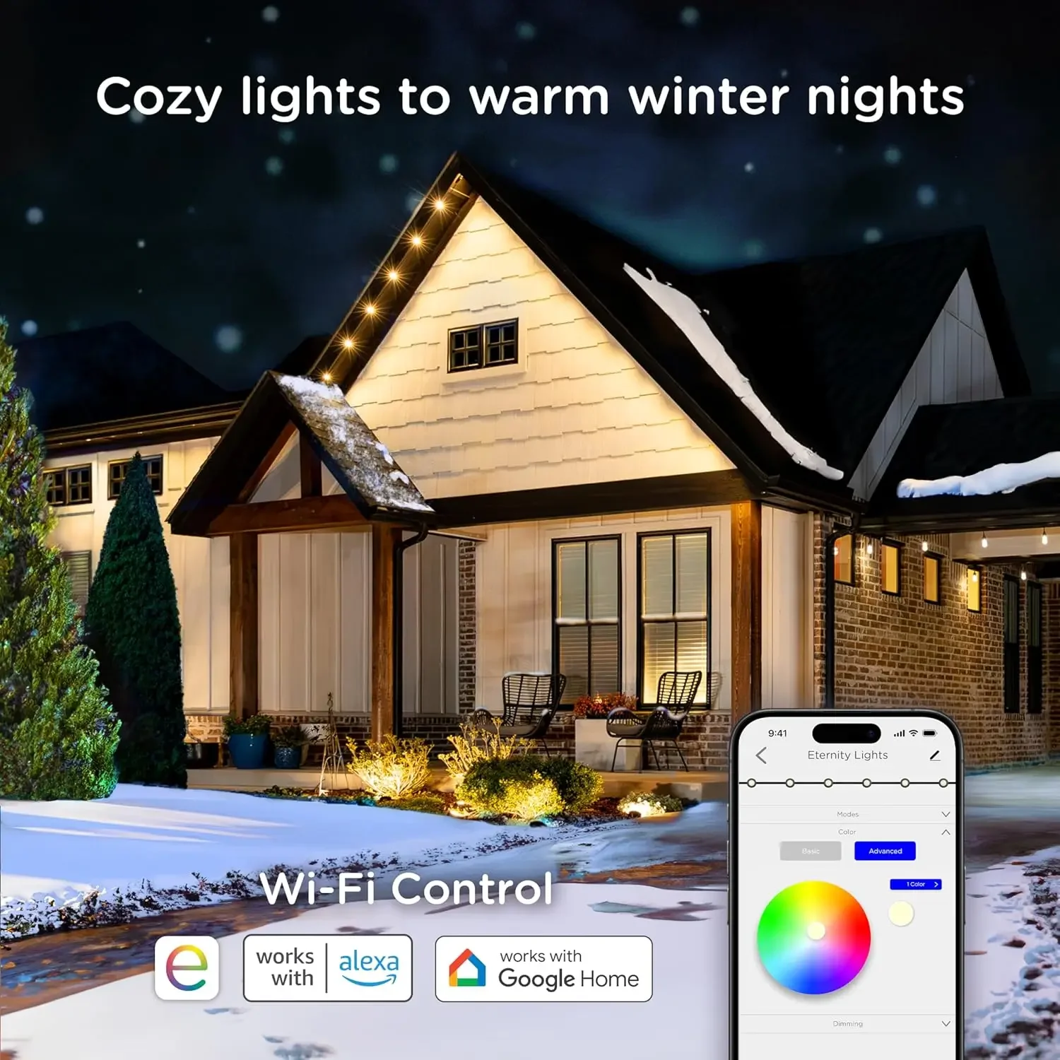 أضواء خارجية دائمة من Eternity، 100 قدم، 72 مصباح LED RGBWIC، أضواء Eave سوداء، ديكور الهالوين، أضواء عيد الميلاد، كل