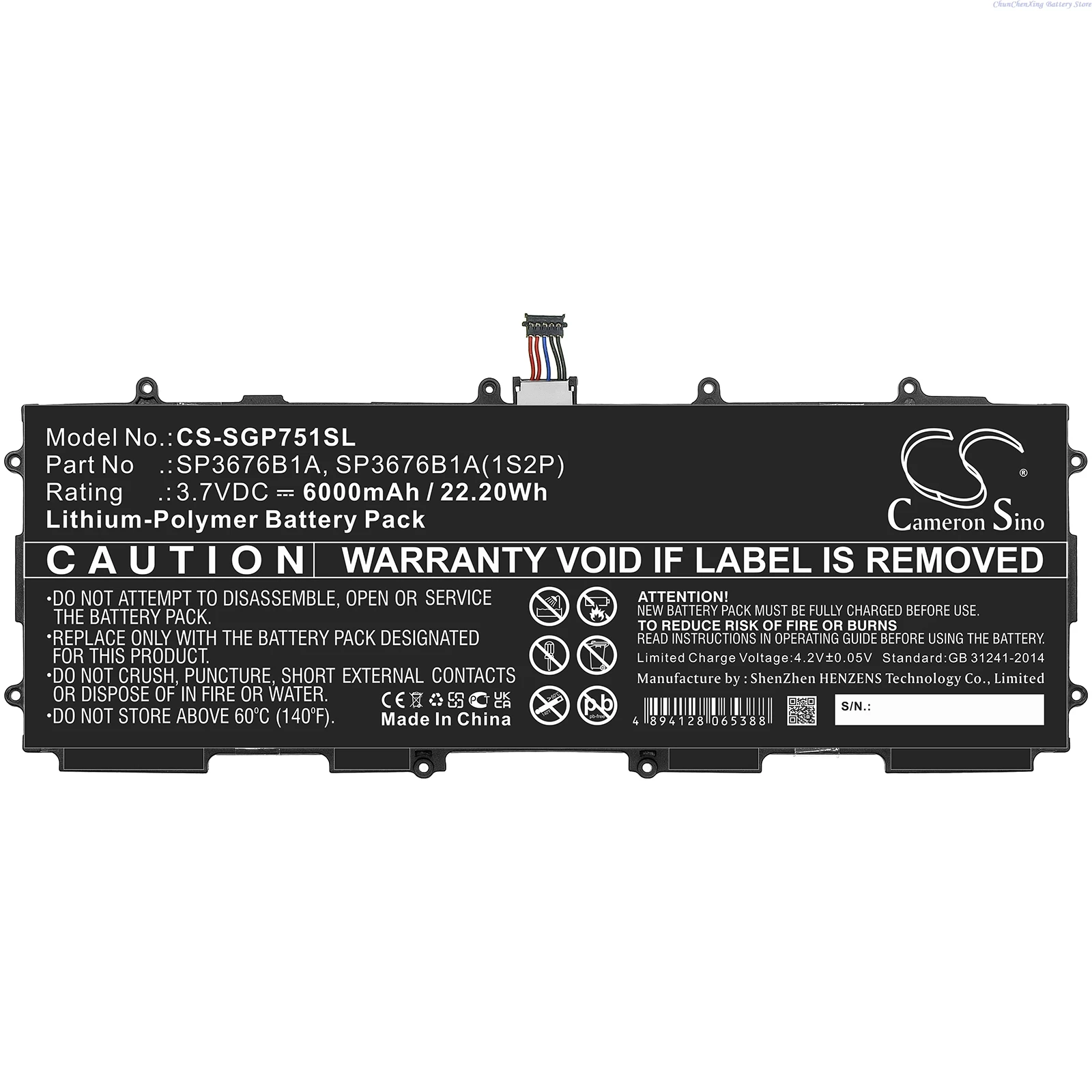 3.7V 6000mAh Batterij SP3676B1A voor Samsung GT-P7510,N8000,GT-7511,P5100,P5110,N8010,i925,i925U,P5113,SCH-I915,N8013,I497,T859