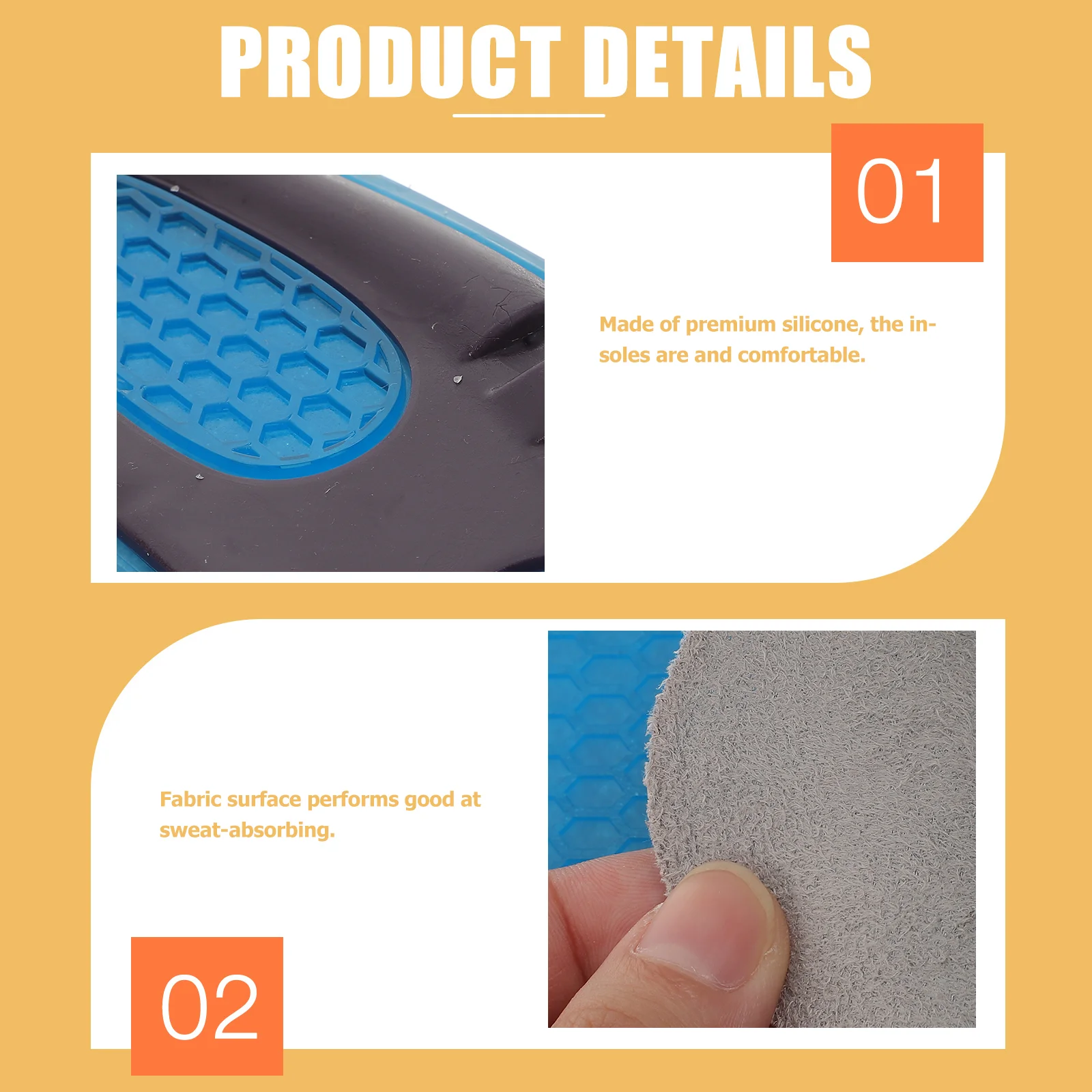 Massage Insoles Silicone Shoe Inserts High Elasticity Foot Absorbing Men's Cushion for Heels