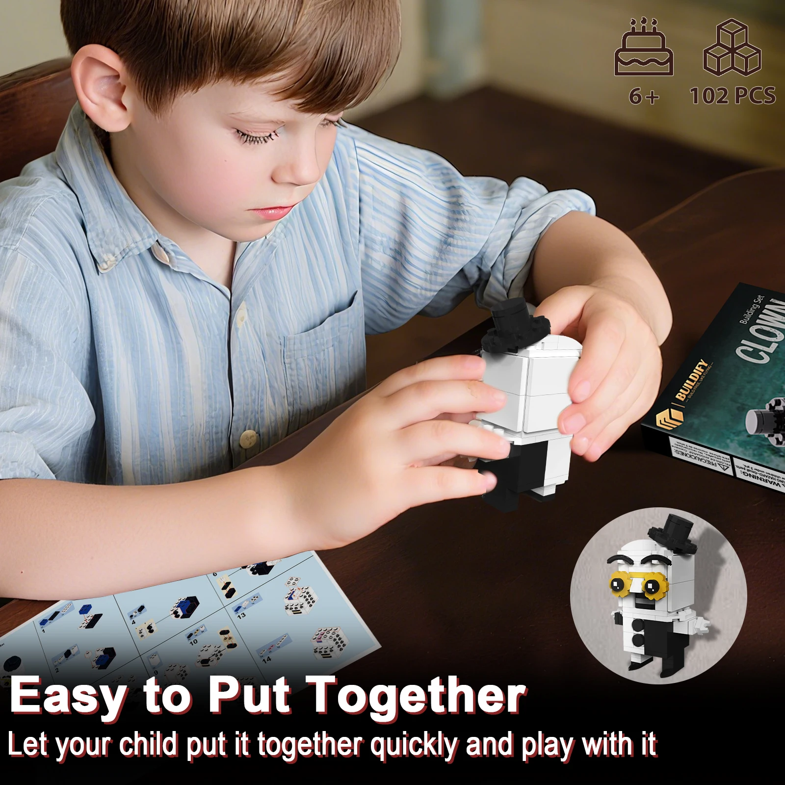 مكعبات بناء المهرج الفنية، مجموعة بناء شخصيات فيلم الرعب، هدية مثالية للهالوين لمحبي الأولاد والبنات البالغين #5