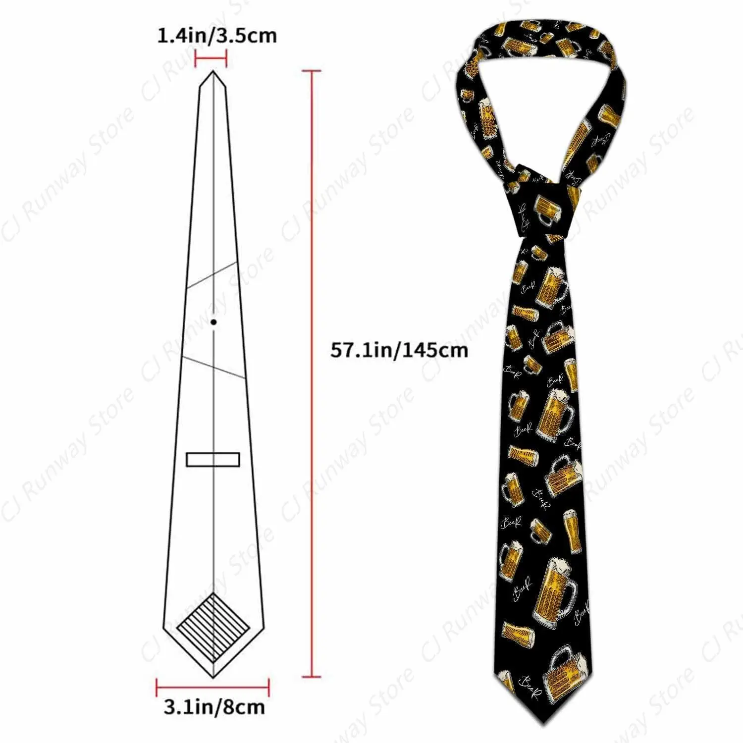 Beer Mens Tie Glass Metallic Can Bottle Bar Men's Tie for Mens Teens Business Work Casual Wedding Party