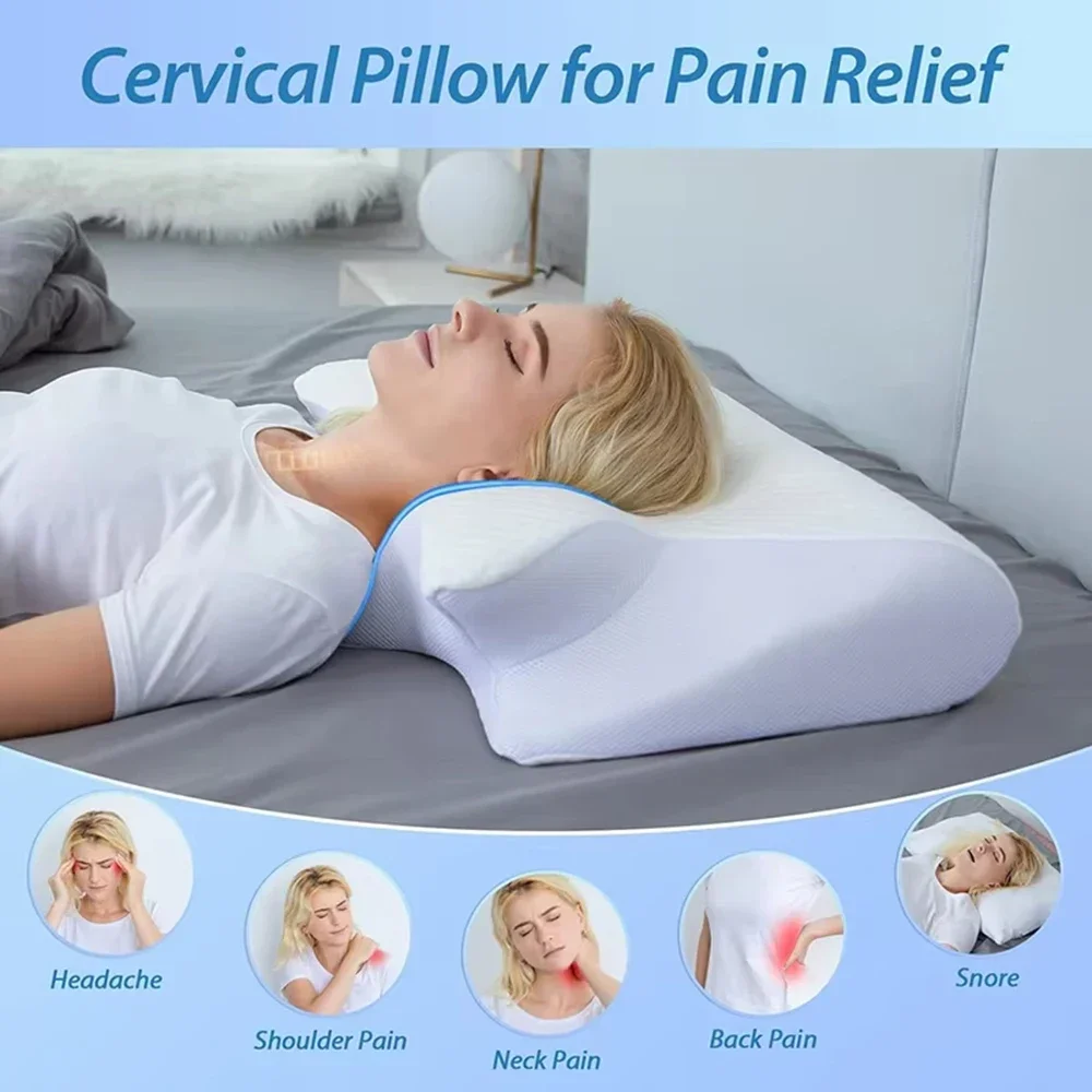 PQETBV Papillons Oreillers à Mémoire de Forme, Oreiller Ergonomique Cervical, Oreiller Orthopédique de Soutien du Cou, pour Dormir sur Le Côté, Le Dos et Le Ventre PQETBV Papillons Oreillers à Mémoire de Forme, Oreiller Ergonomique Cervical, Oreiller Orthopédique de Soutien du Cou, pour Dormir sur Le Côté, Le Dos et Le Ventre