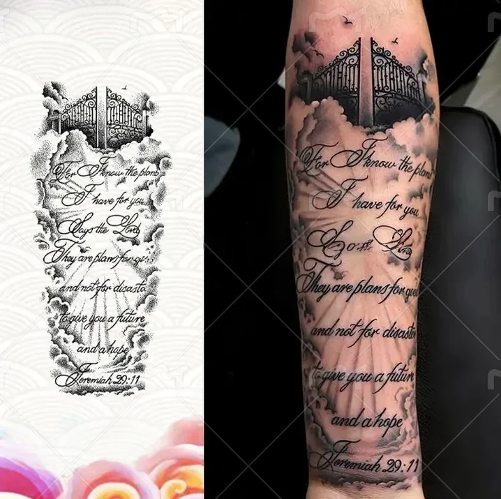 

Cool Black Gate Herbal Juice Temporary Tattoos Durable Waterproof Fake Tattoo Body Art Tatoo Body Stickers Last for 15 Days