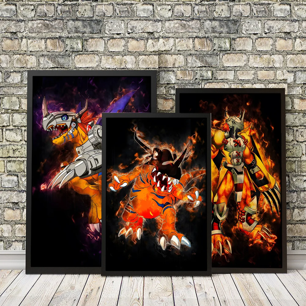 Classic Japanese Anime Digimon Poster HD Print Canvas Painting Agumon Battle Tyrannosaurus Children Holiday Decoration Gift Pict