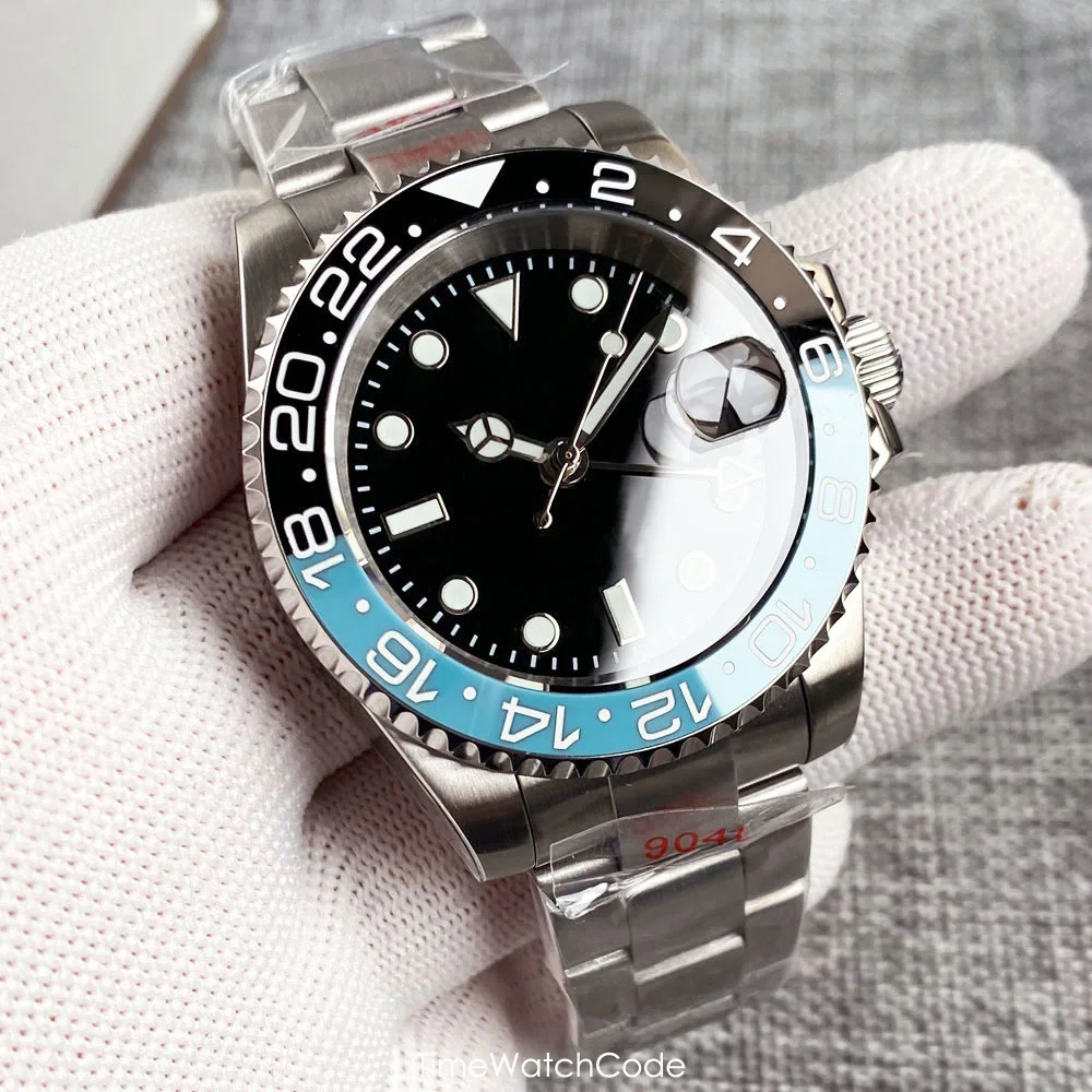 New 40mm black luminous NH34A Automatic GMT multicolor insert Watch Men 200m Waterproof Sapphire glass steel Bracelet