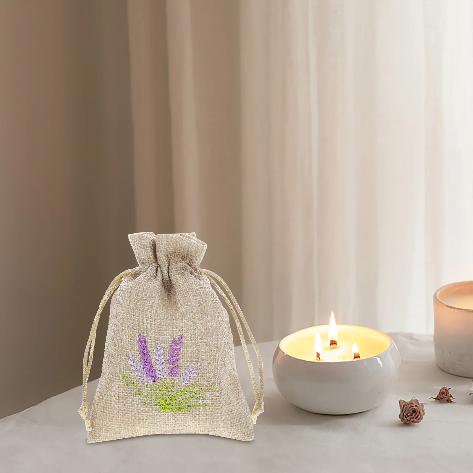 10 Pcs Lavender Bag Scent Bags Empty Sachet Jewelry Pouches Portable Drawstring Dried Flower Linen Tiny Gift