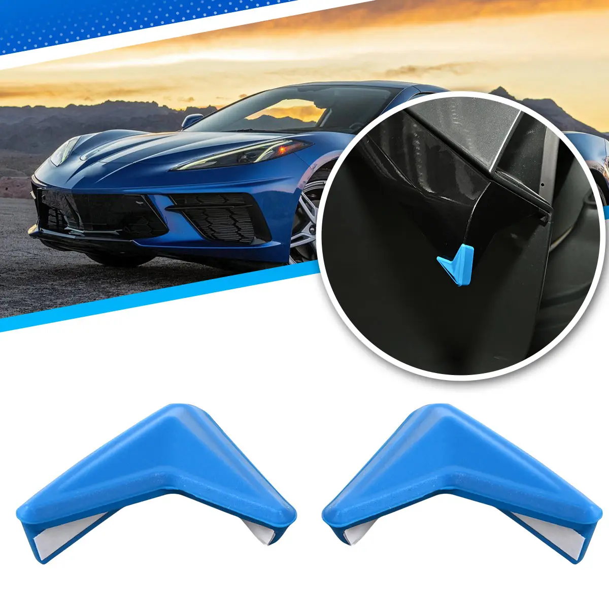 2 قطعة أغطية مصد الباب منصات حماية الحرس المطاط الأزرق اكسسوارات السيارات الخارجية ل كورفيت C8 2020 2021 2022 2023 2024 #1