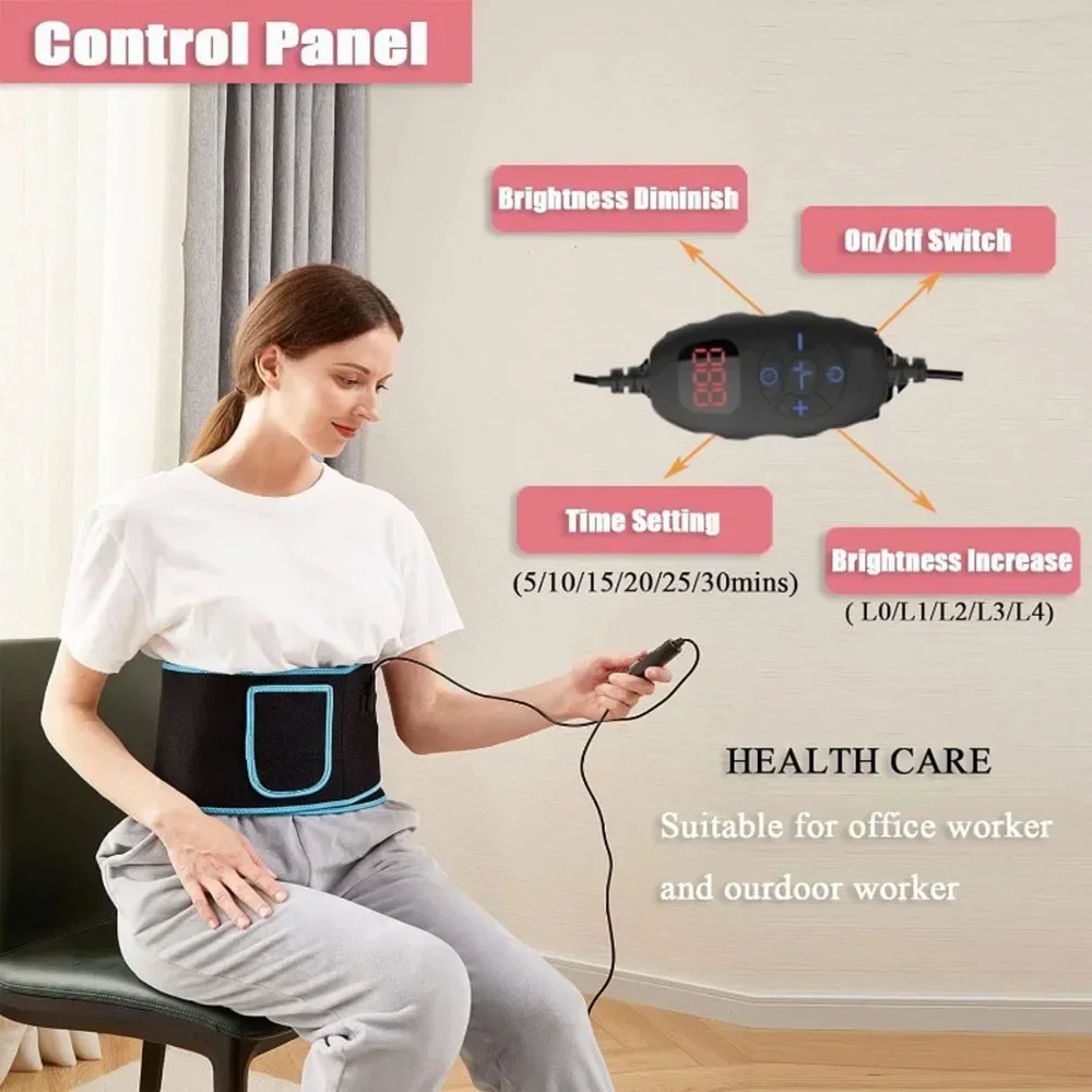 Nuevo cinturón de terapia de luz LED rojo e infrarrojo 850nm660nm envoltura para aliviar el dolor de espalda quemar grasa máquina de adelgazamiento almohadilla térmica de cintura cuerpo completo