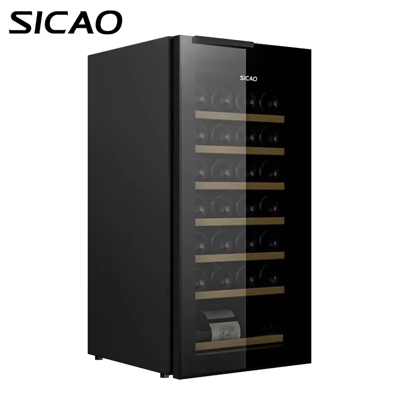 Mini Wine Cooler Fridge 5-20C Red Glass Door Temperature Humidity Control Refrigerator Cabinet Cellar for Home Bar Office Use
