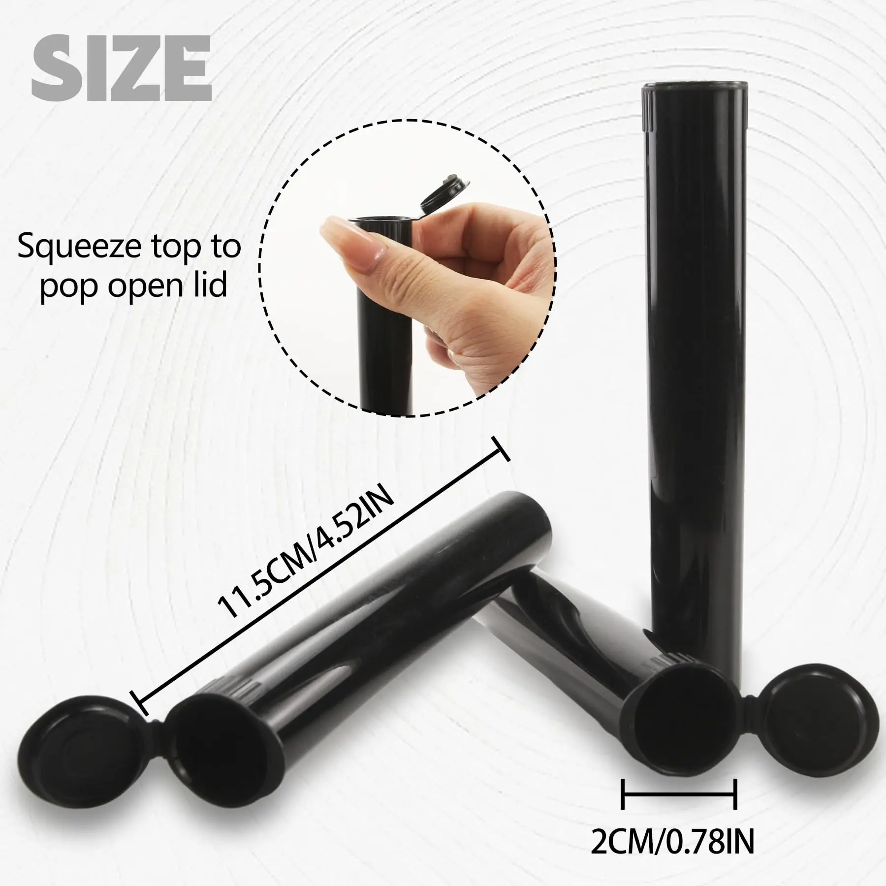10Pcs Plastic Storage Tubes, Child Resistant Squeeze Pop Top Caps, Smell Proof Waterproof Airtight Container Smoking Accessories