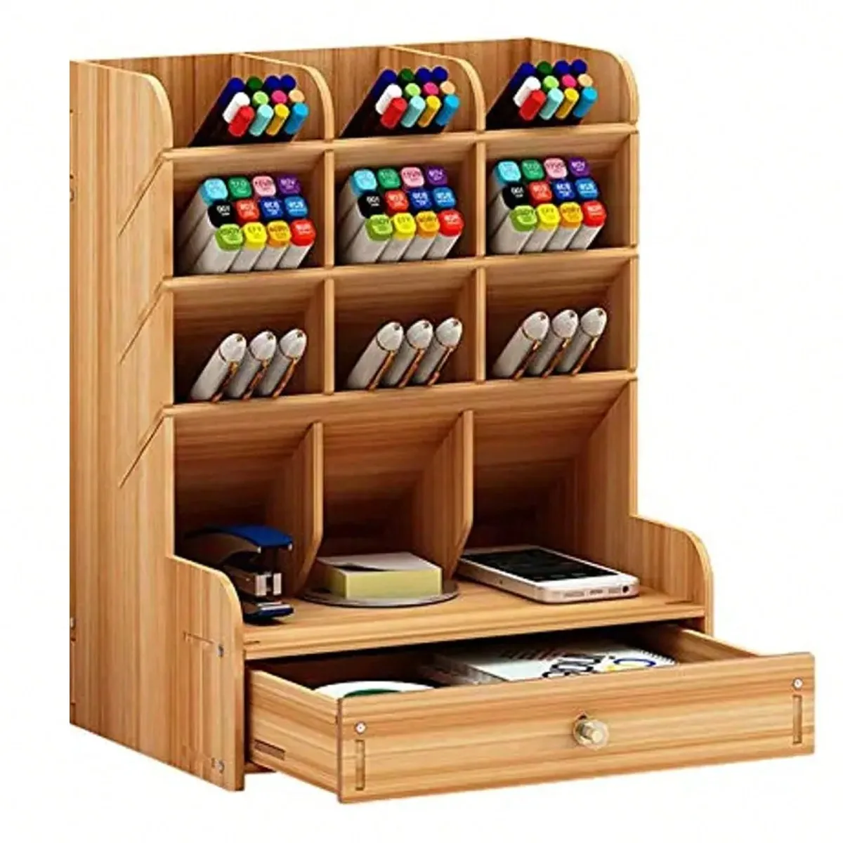 1 Storage Box Desktop Marker Pen Organizing Box, Multi Grid Folding Office Desktop Storage