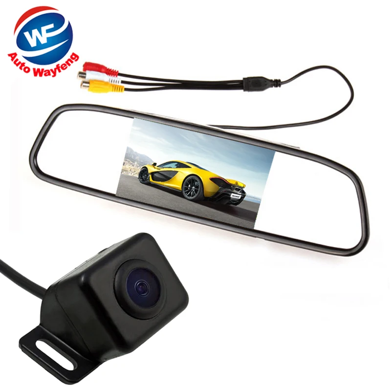 

Auto Parking Assistance System 2 in 1 4.3 Digital TFT LCD Mirror Car Parking Monitor + 170 Degrees Mini Car Rear view Camera