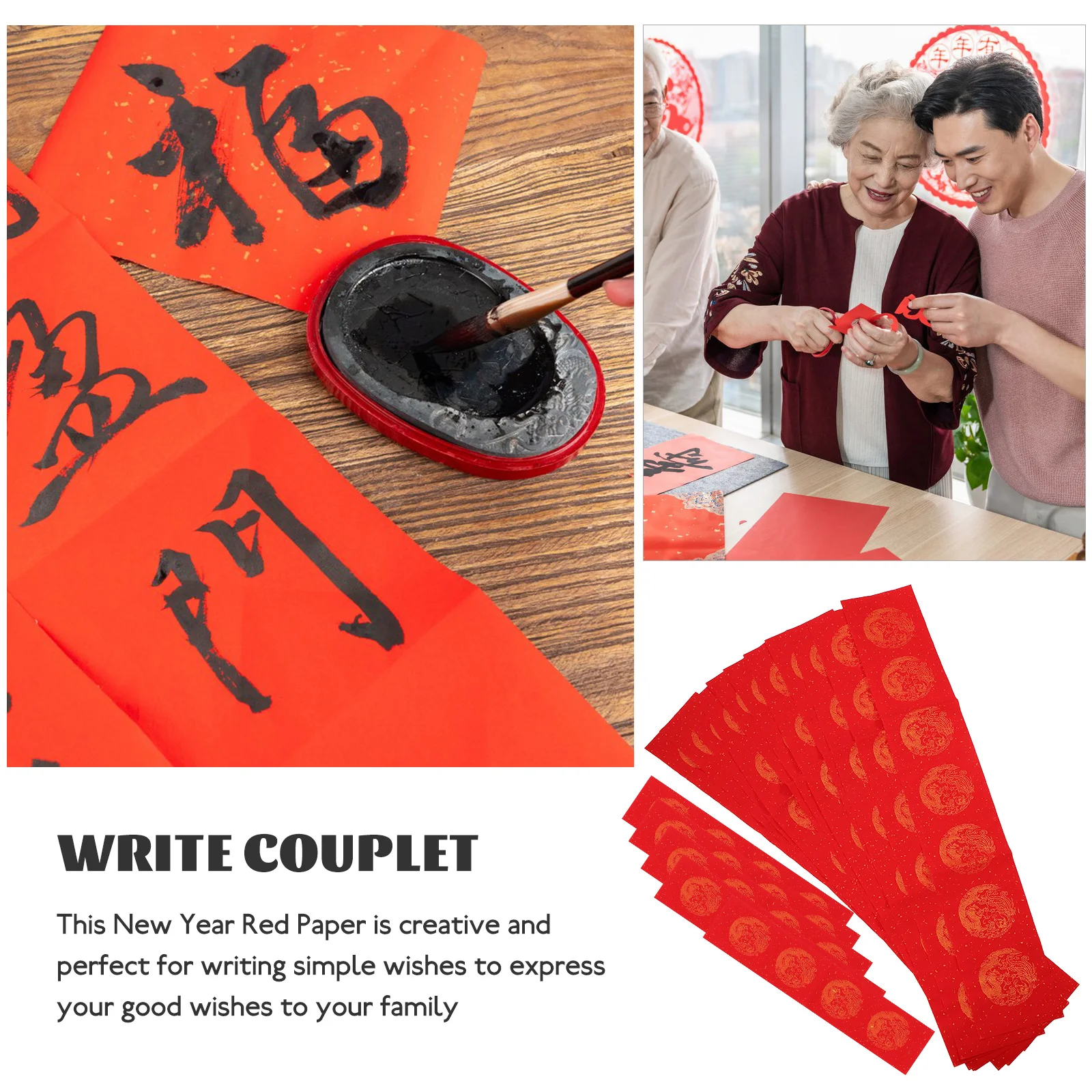 2025 New Couplets Snake Year Calligraphy Red Paper Spring Festival Couplet Chinese Blank Rice Paper Scene Layout Decoration Door