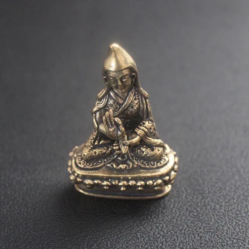 Tsongkhapa Buddha Statue Pure Brass Desktop Decoration Hallway Study Worship Statue Crafts Living Room Office