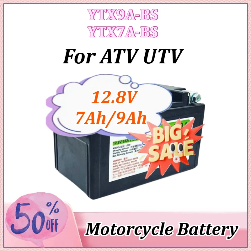

12.8V 7Ah 9Ah for ATV UTV LiFePO4 Scooter Starter 300A-400A Built in BMS Lithium Battery Voltage Protection Motorcycle Battery