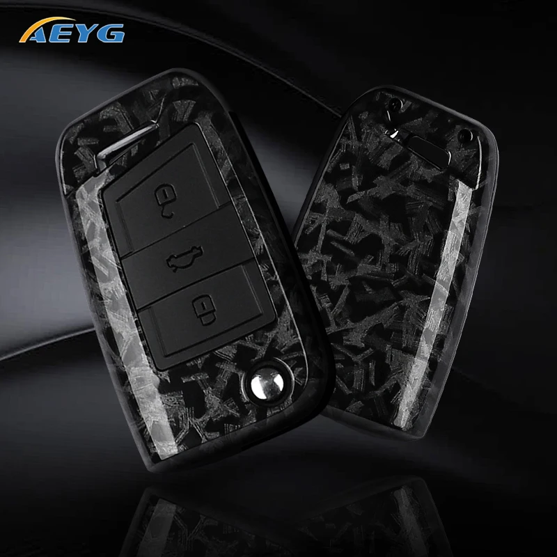 ABS Carbon Fiber Car Key Case Cover For VW Volkswagen Golf 7 MK7 Tiguan MK2 For SEAT Ateca Leon FR 2 Ibiza For Skoda Octavia