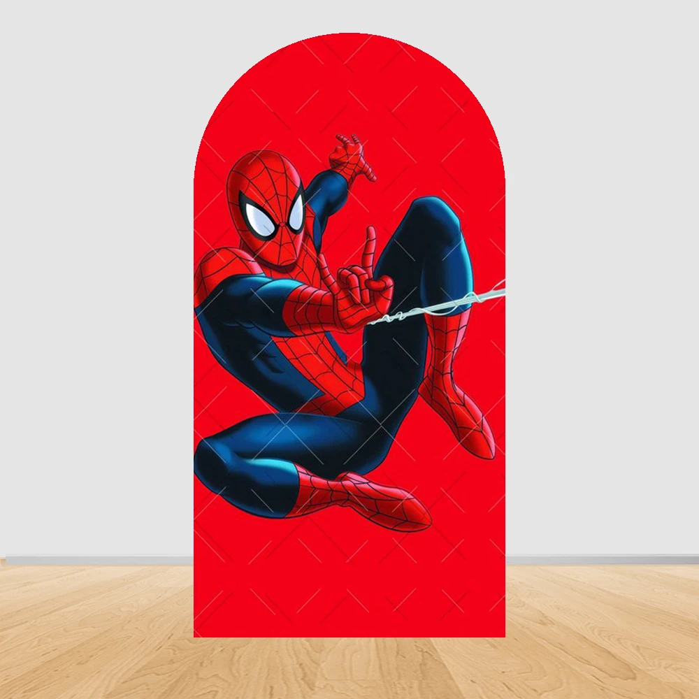 Marvel Avengers Theme Arch Photography Backdrop Ironman Spiderman Boy's Birthday Party Decor Baby Shower Background Photo Studio view 3