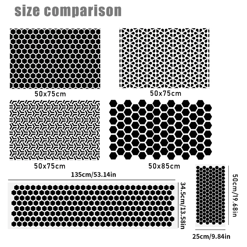 

5 styles Black Car Stickers Honeycomb Auto Decal anti-Scratches DIY 75X50cm 25x50cm Hexagon Geometric Mesh Pattern for Tunning