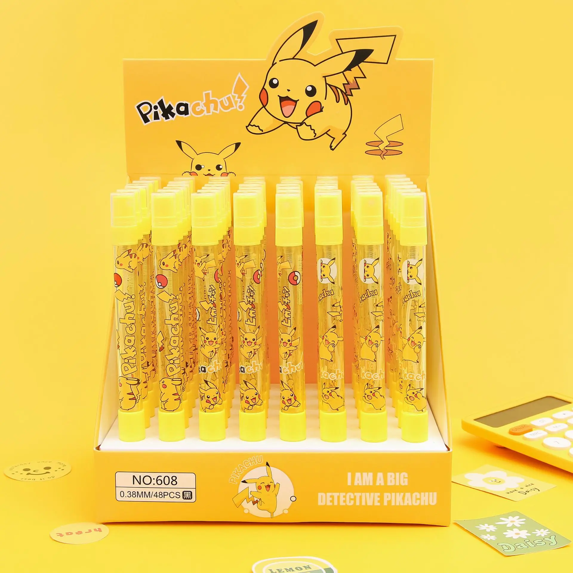 48pcs/lot Kawaii Pokemon Spraying Gel Pens For Writing Cute Stitch 0.5mm Black Ink Neutral Pen Kids Gift Office School Supplies