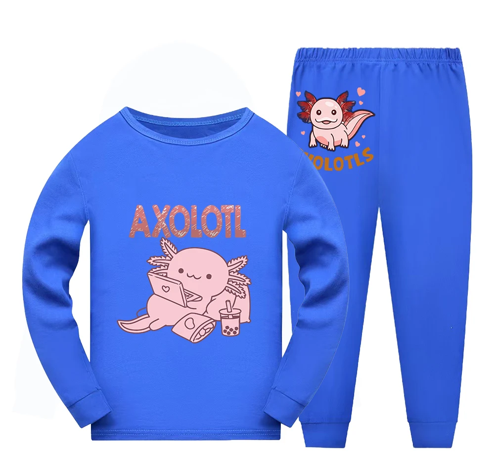 Axolotl Children's Clothing Junior Pajamas Cotton Pajama Girl Summer Pajamas Girls Clothes Children's Top and Bottom Clothes Set