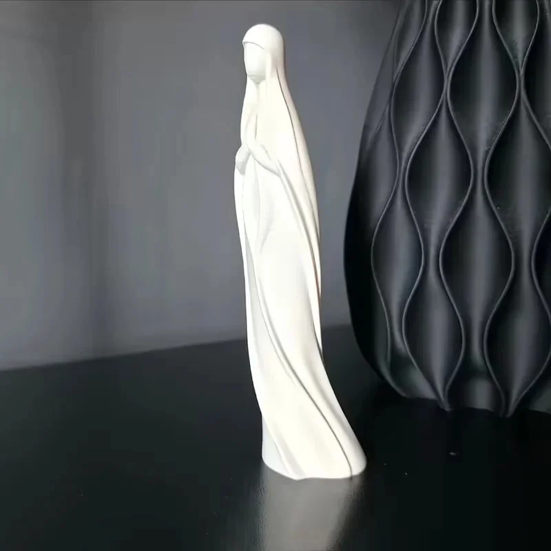Elegant Virgin Mary Statue, Minimalist 3D Printed Angel Figurine for Home Garden Shelf Decor view 5