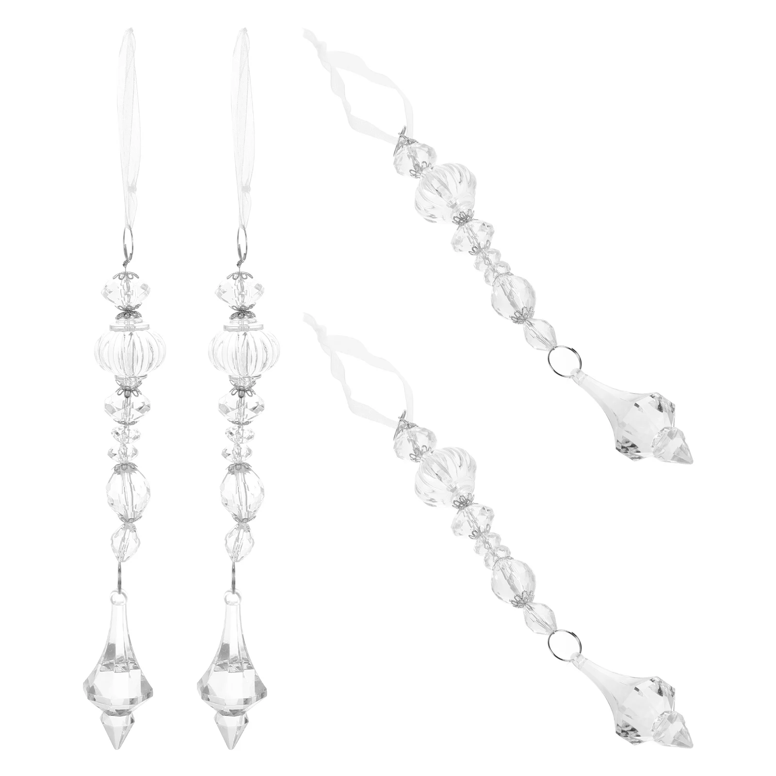 

4Pcs Christmas Tree Ornaments Teardrop Acrylic Clear Hanging Crystals Holiday Decorations Centerpiece Decor Xmas Tree Decoration