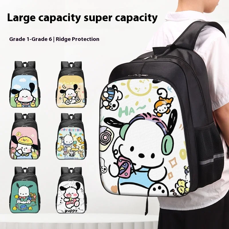 Sanrio Pochacco School Bag Catoon Girl Backpack Primary Student 6-12 Years Old Children's Backpack Large Capacity Anime Gifts