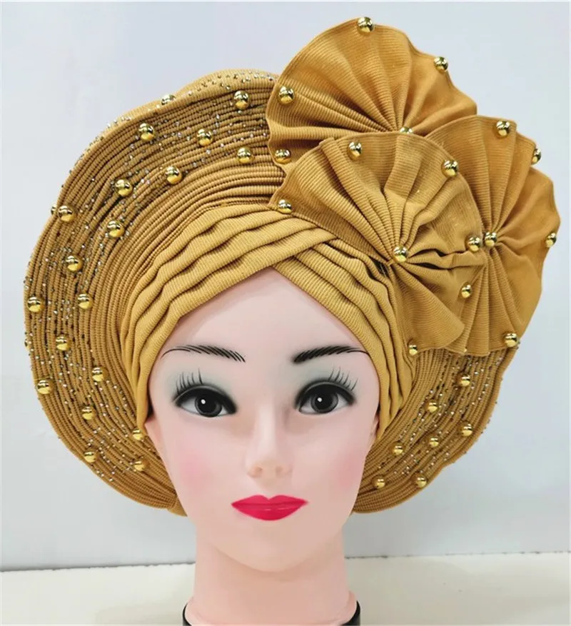قبعات للنساء السيارات gele هيدتي صنع بالفعل 2022 aso oke عمامة فام musulman موضة bonnet أشرطة رأس الأفريقية عالية الجودة