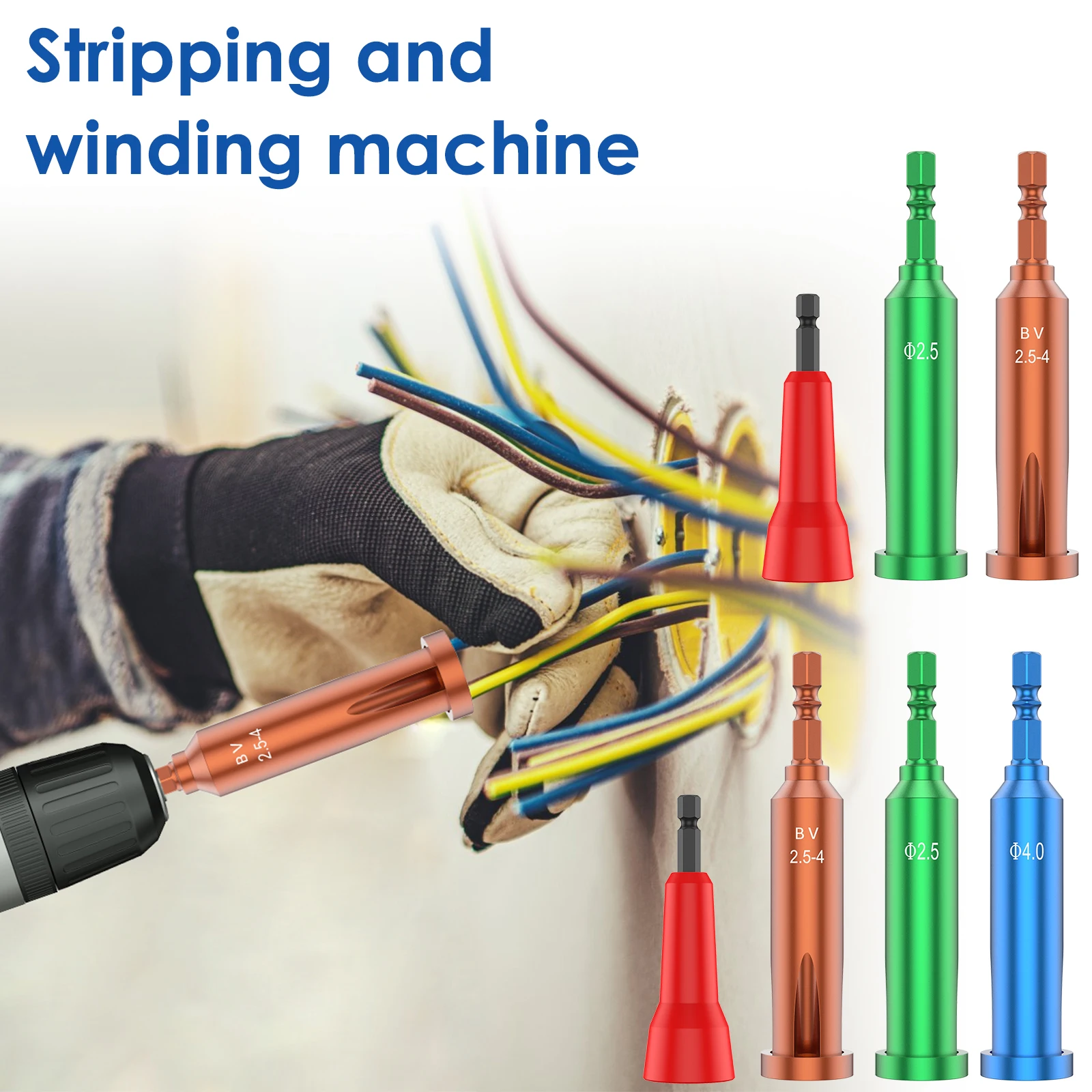 

Wire Stripper and Twister Tool Set Electric Wire Stripper Cable Twister Connector with 1/4inch Chuck Cable Stripping Tool