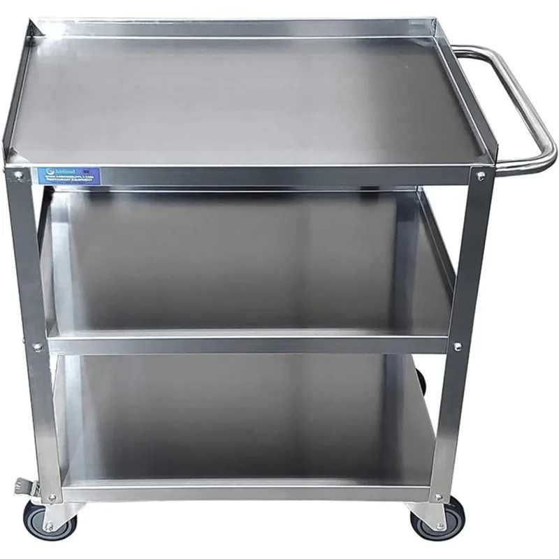 Stainless Steel Utility Cart | 3 Shelf Metal Utility Cart on Wheels with Handle | for Home & Business Use (21