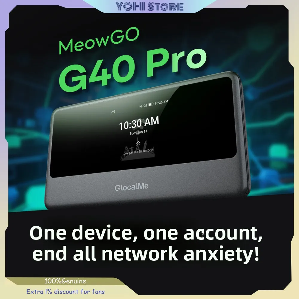 GlocalMe MeowGO G40Pro Smart Portable WiFi Covers 200+ Countries and Regions Worldwide 100GB AI Intelligent Network Selection