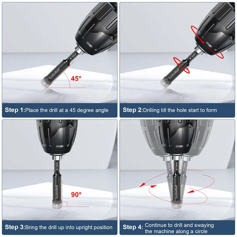 Dry Diamond Drill Bits Set for Granite Ceramic Marble Tile Stone Glass Hard Material Hex Shank Masonry Hole Saw Drill Bit 5-16mm