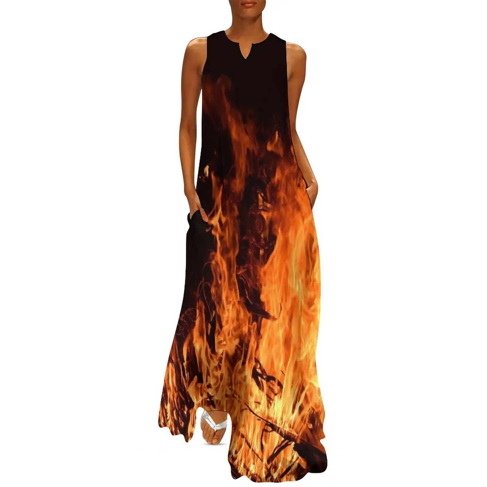 

Fire, flames at night, campfire Long Dress birthday dresses for women luxury dresses Dress