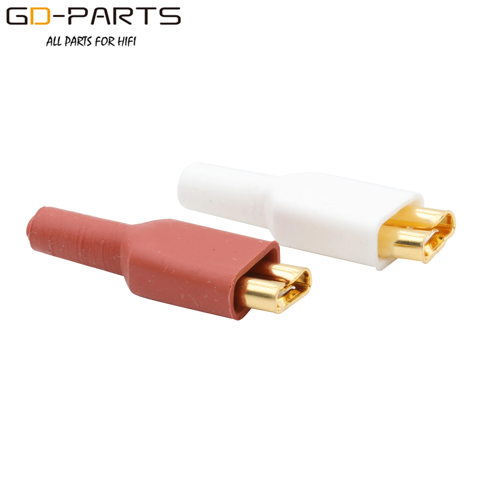 

EIZZ 24K Gold Plated Brass 6.3mm Female Terminal Socket Nose Plug With Insulating Tube For 0.5mm-1.5mm2 Wire Hifi Audio DIY