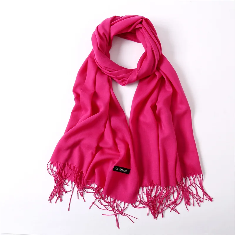 Fashion Solid Schal Frauen Kaschmir Weiche Winter Warme Schals Hijab Weibliche Lange Stirnband Schal Wraps Bandana Foulard 2022 Echarpe – Detail 23