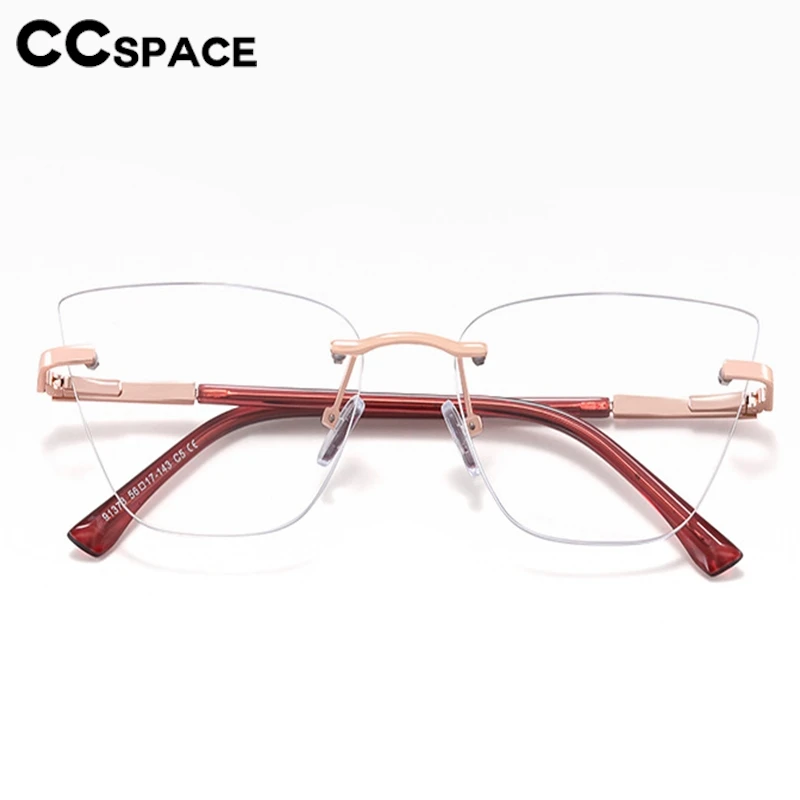 جديد عين القط بدون إطار إطار نظارات النساء نظارات للقراءة خفيفة للغاية معدنية TR90 الضوء الأزرق حجب النظارات الطبية #4