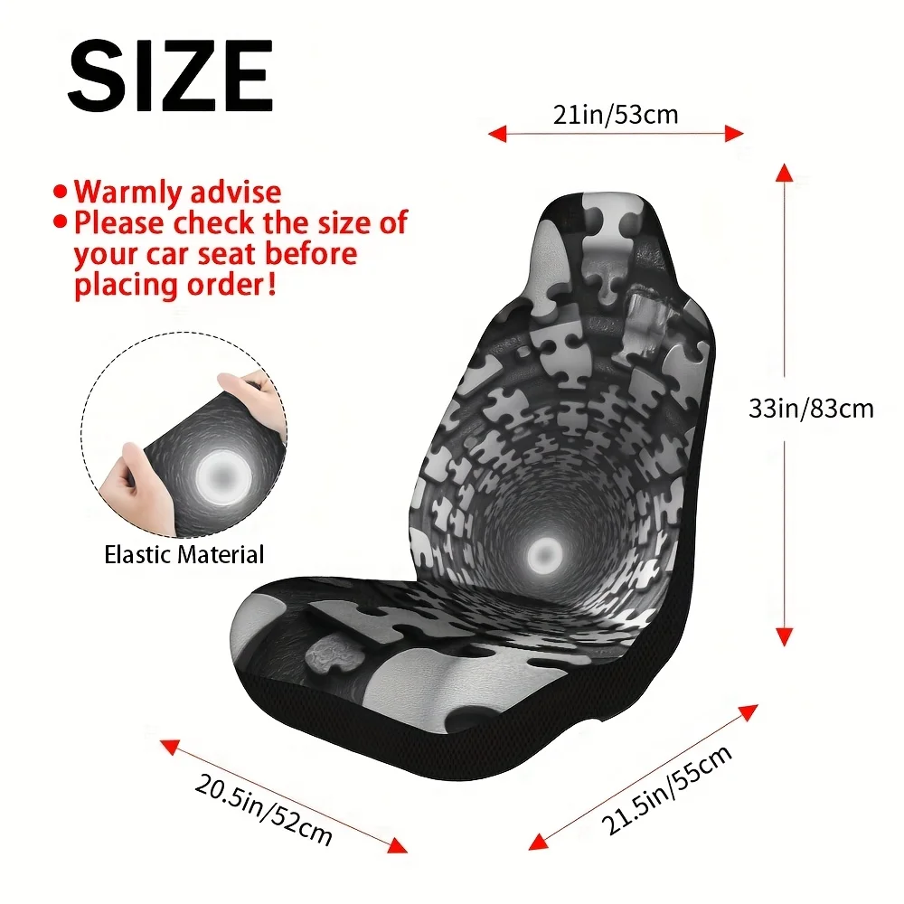 2pcs, Hypnotic Spiral Burst Pattern Decorative Auto Seat Covers, Fit For Cars SUVs Trucks, Adds Distinct Stylish Look And Moder