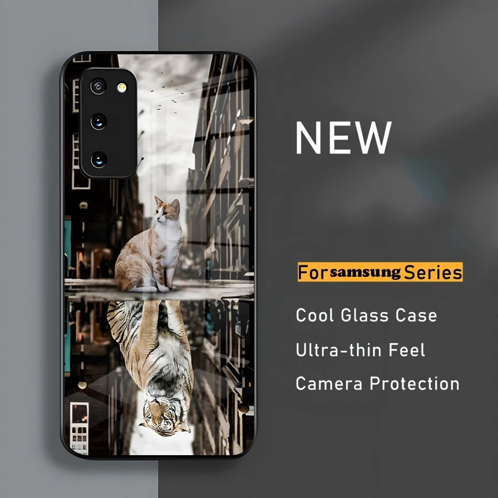 Reall Cat Tiger Dog Lion Phone Case For Samsung S24 23 A54 S21 S22 Ultra A 42 32 52 51 Note 23 S10 E Plus S20 FE Pro A12 Glass