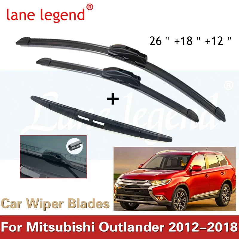 Wiper Front & Rear Wiper Blades Set For Mitsubishi Outlander 2012 2013 2014 2015 2016 2017 2018 Windshield Wiper 26\