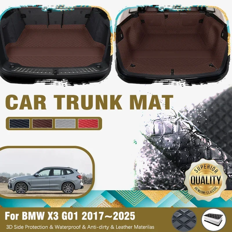 

Car Rear Trunk Mats For BMW X3 G01 2017-2025 2024 Leather Covers Cargo Liner Boot Tray Carpet Mud Rug Auto Interior Accessories