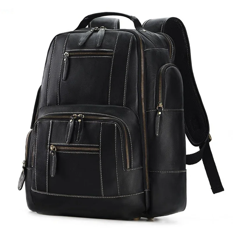 

Men's leather backpack Large capacity 16-inch laptop bag Multi-functional retro backpack Waterproof travel backpack