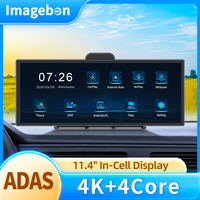 Imagebon 11.4″ 4K ADAS Dashcam Wireless CarPlay & Android Auto Dual Lens DVR WiFi GPS Navigation Night Vision Video Recorder
