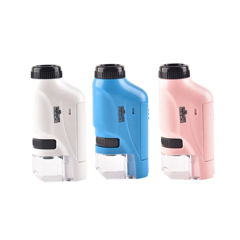 Mini Pocket Microscope Kit 60-120x Lab Handheld Microscope Battery Powered Microscope With LED Light Kids Science Microscop