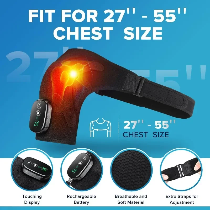 

Vibration Steamer Belt Electric Shoulder Massager Heated Smart Massage Machine Adjustable Temperature 3 Modes for Pain Relief