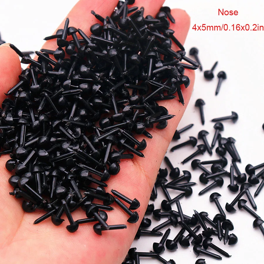 200pcs 3-8mm Black Plastic Safety Eyes Nose Round Triangle For Toys Crafts TeddyBear Soft Toy Eye Doll Decoration Accessories