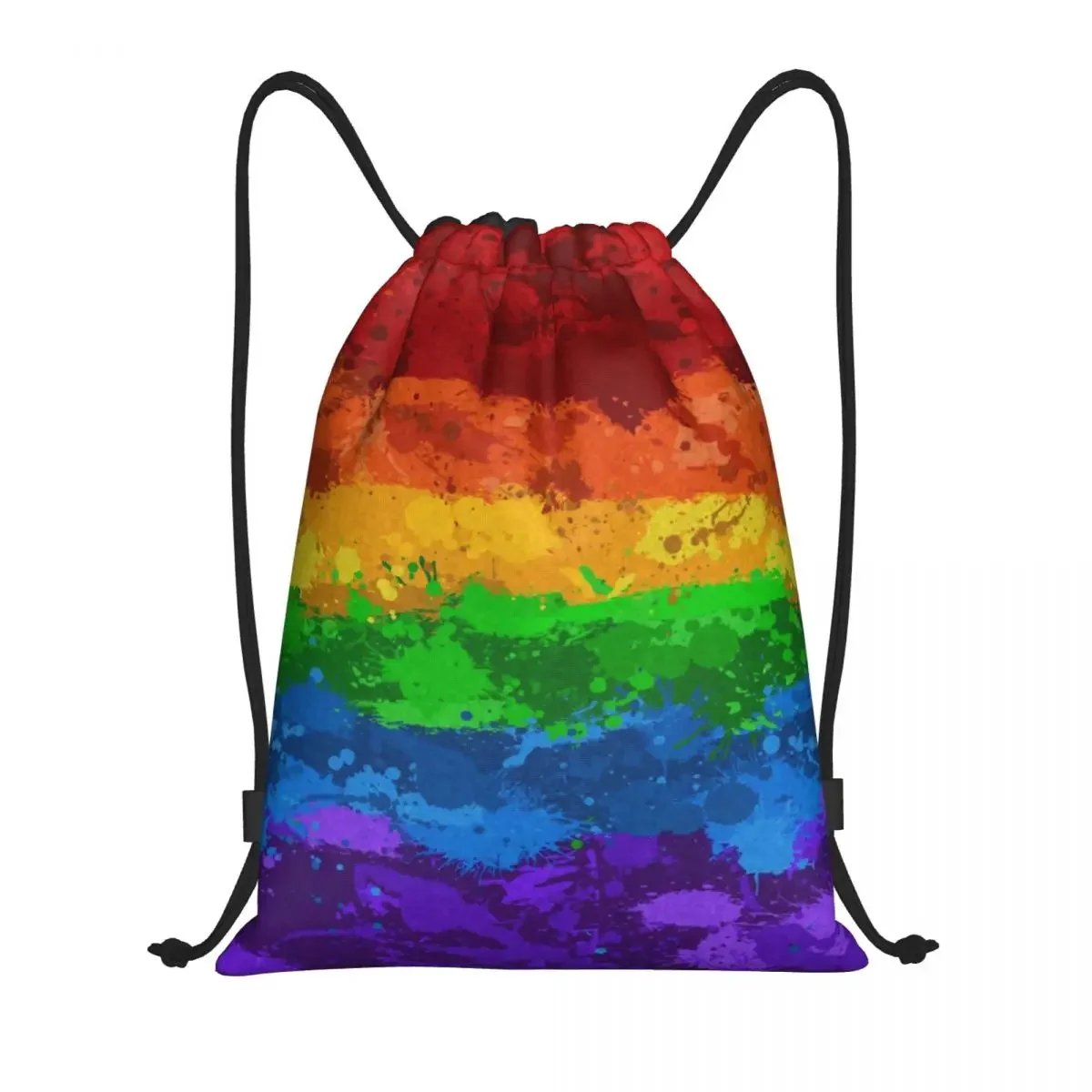 LGBT Rainbow Paint Splatter Flag Drawstring Backpack Women Sport Gym Sackpack Portable GLBT Gay Lesbian Pride Shopping Bag Sack