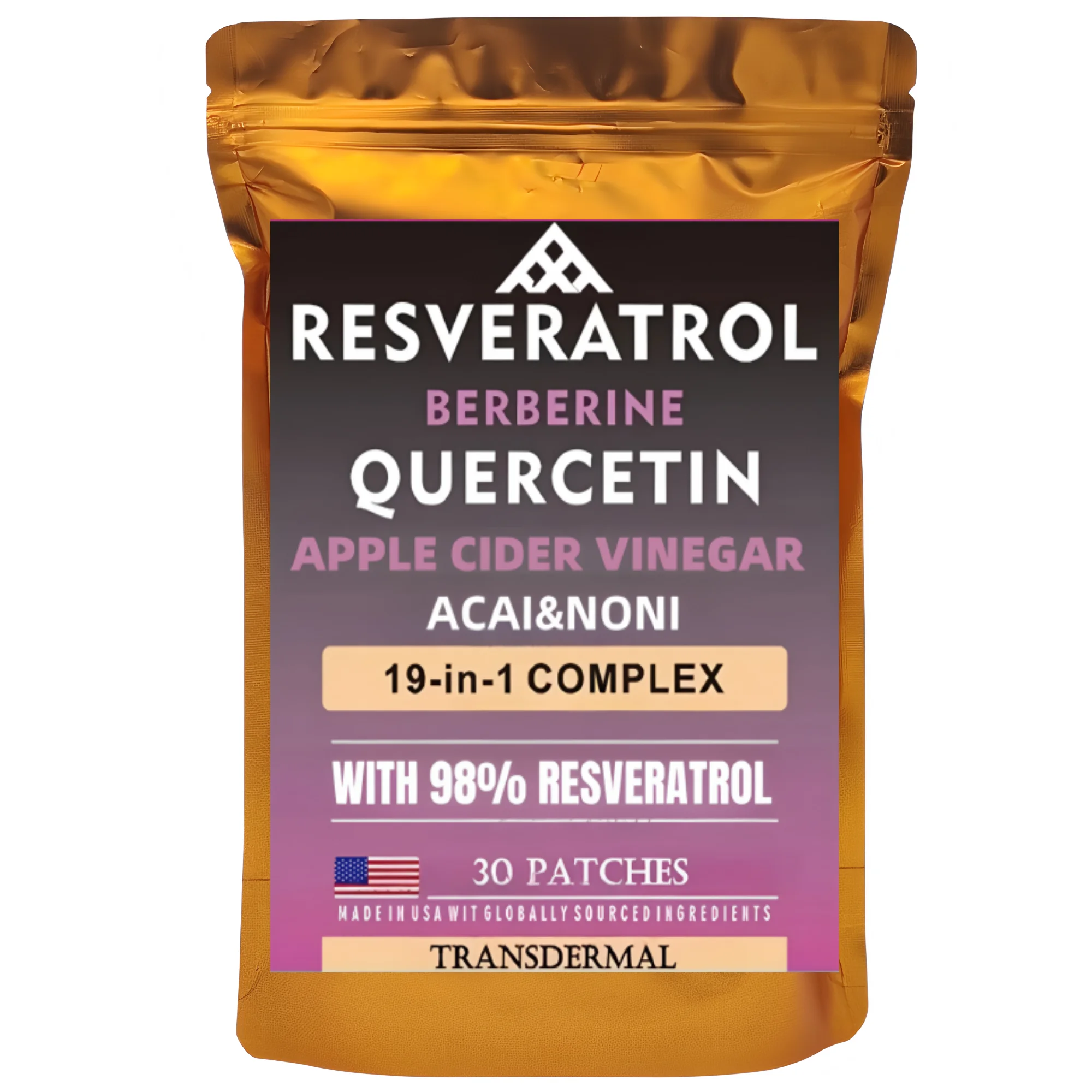 Resveratrol Transdermal Patches with Quercetin Berberine Milk Thistle Anti-Aging 30 Patches